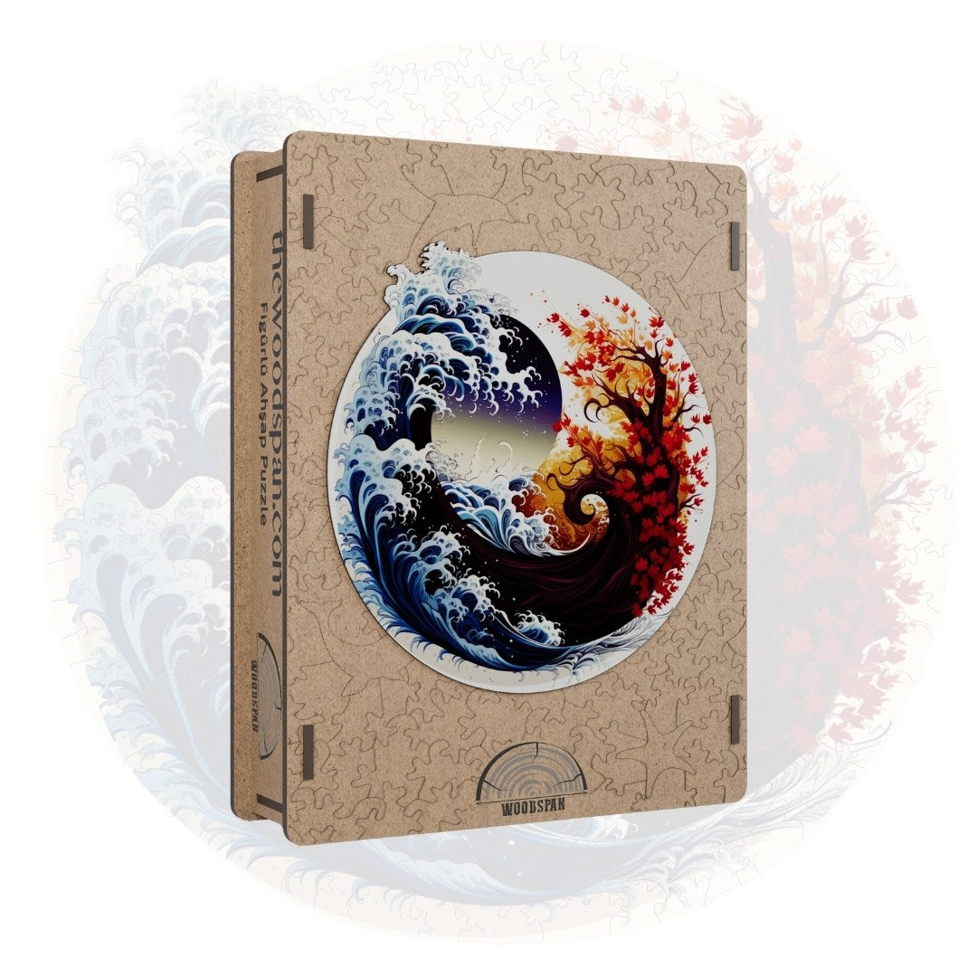 The Great Wave & Autumn - Wooden Puzzle