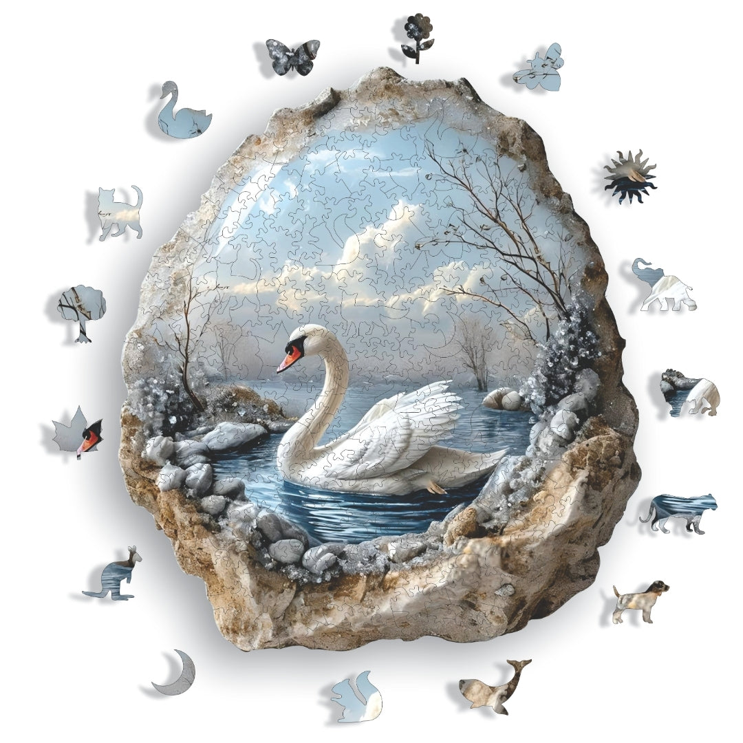 Crystal Swan - Wooden Puzzle